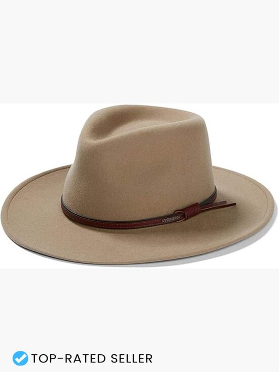 Stetson Bozeman Fedora Hat Classic Wool Felt Flat Brim Adjustable Outdoor main image 3